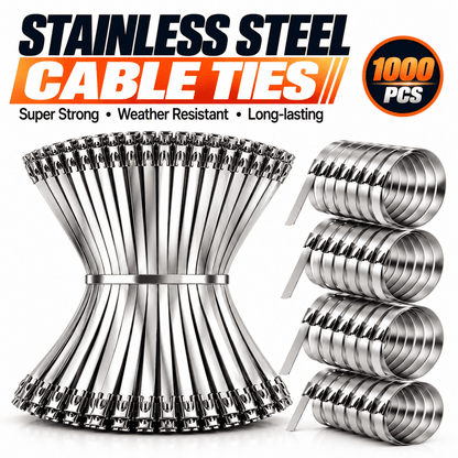1000 PCS Heavy-Duty 304 Stainless Steel Zip Ties