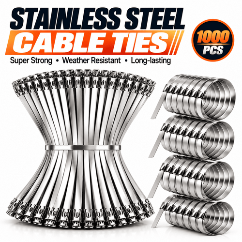 1000 PCS Heavy-Duty 304 Stainless Steel Zip Ties