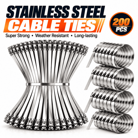 200 PCS Heavy-Duty 304 Stainless Steel Zip Ties