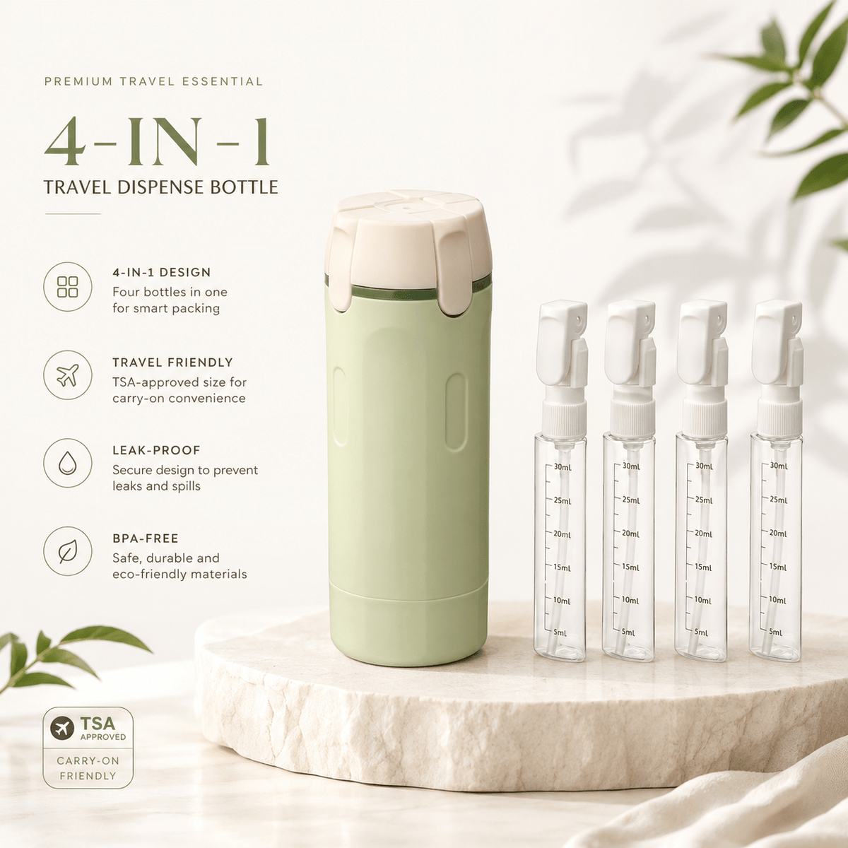 4-in-1 Travel Dispenser Bottle