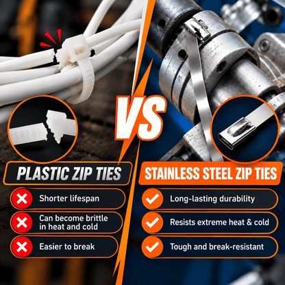 1000 PCS Heavy-Duty 304 Stainless Steel Zip Ties